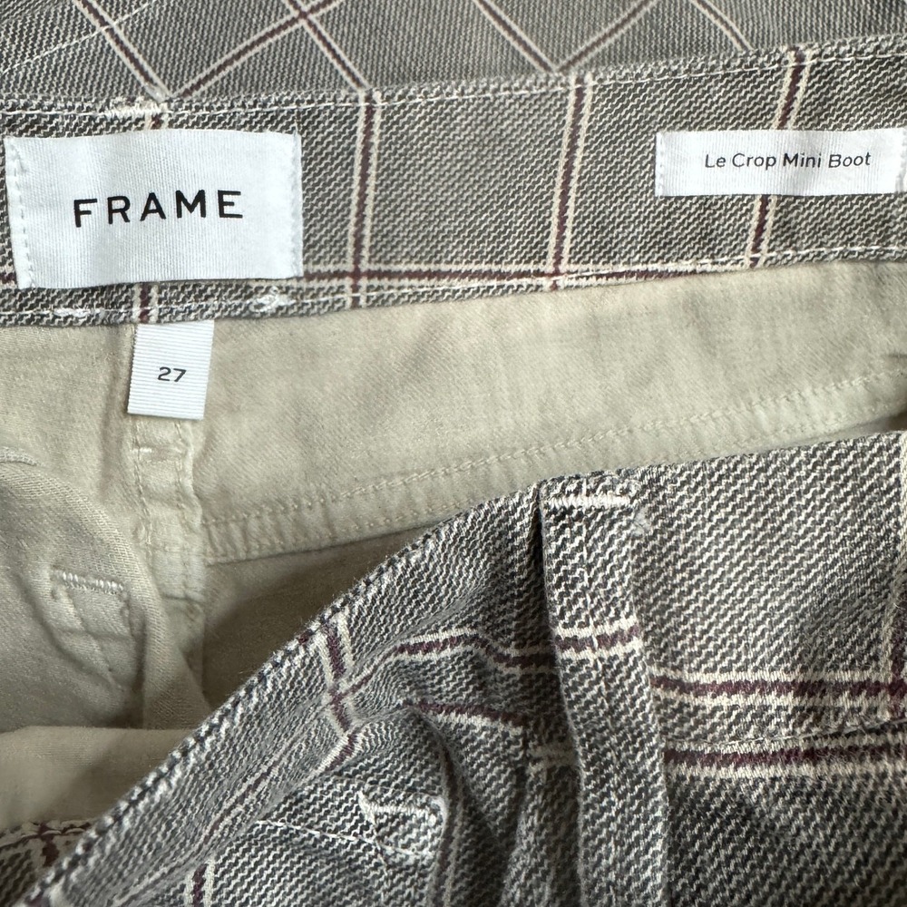 FRAME Women's‎ Le Crop Mini Boot Pants Window Pane Plaid Gray Jeans Size 27 - Picture 5 of 8